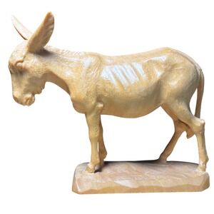 Anri‎ Nativity Donkey Figurine Tan Wood Carved Italy Standing 3.75"